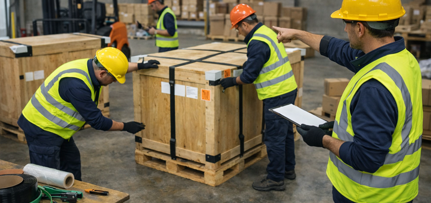 Squadra operativa in sede per supporto imballaggio e preparazione alla spedizione